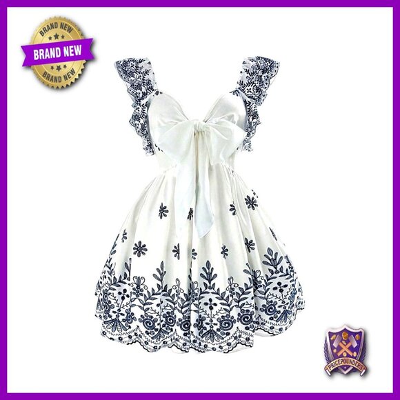 Other - Plus Size Vintage Floral Cap Sleeve Dress Shirred Ruffle A-Line Casual